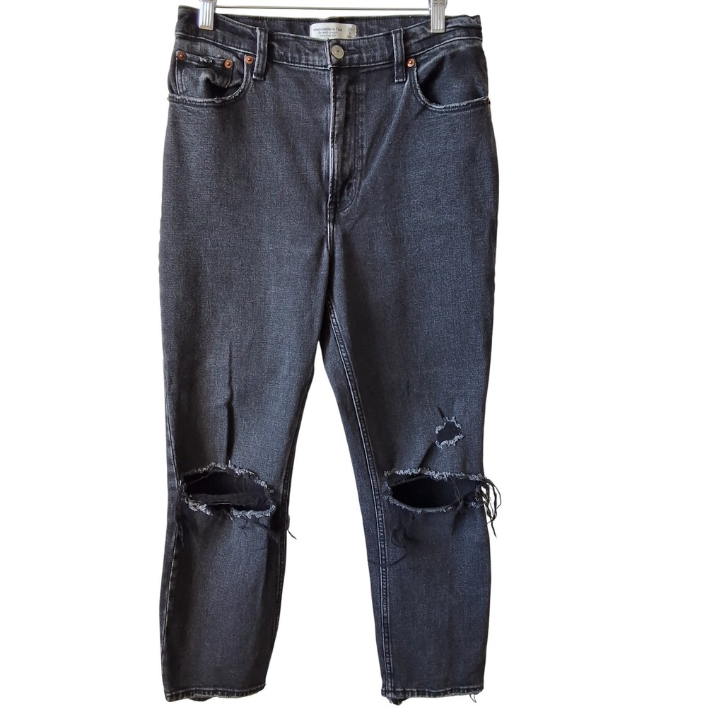 Abercrombie & Fitch 29 8R Ankle Straight Ultra High Rise Distressed Denim Grunge